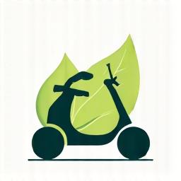 Leaf icon with a scooter, symbolizing sustainable mobility award