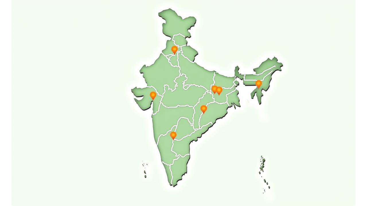 Map showing RideFlex scooter rental zone coverage across major Indian cities with location pins.