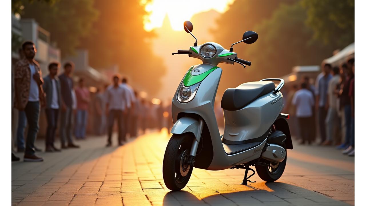 Modern electric scooter on an Indian street