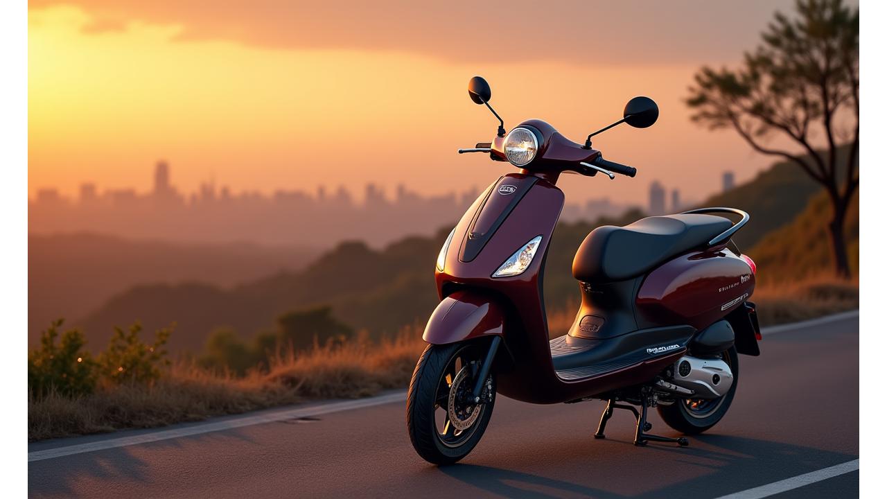 Premium scooter with advanced features on a scenic Indian road
